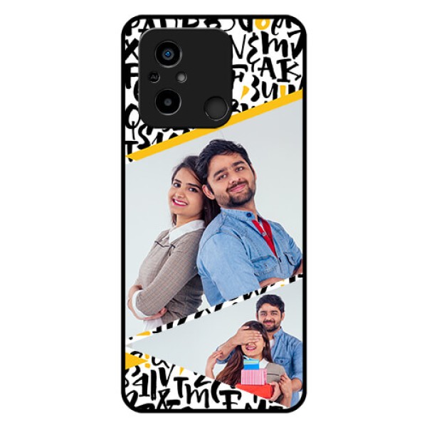 Xiaomi Redmi 12C Custom Glass Mobile Case - Letters Pattern Design