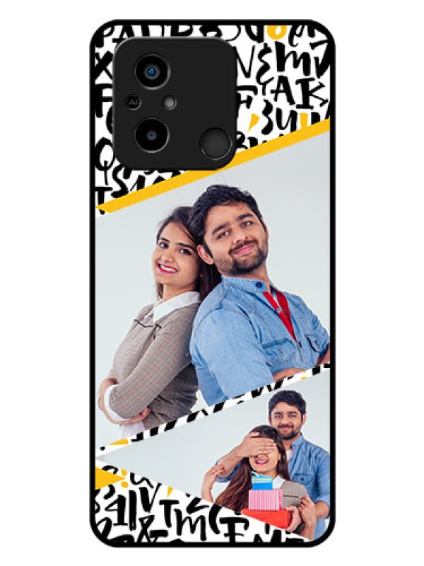 Custom Xiaomi Redmi 12C Custom Glass Mobile Case - Letters Pattern Design