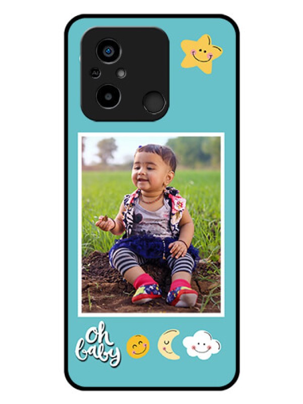 Custom Xiaomi Redmi 12C Personalized Glass Phone Case - Smiley Kids Stars Design