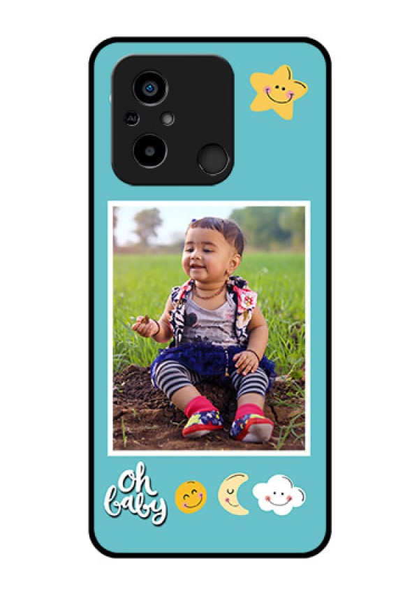 Xiaomi Redmi 12C Personalized Glass Phone Case - Smiley Kids Stars Design