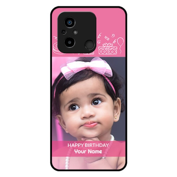 Xiaomi Redmi 12C Photo Printing on Glass Case - with Birthday Line Art Design Xiaomi Redmi 12C Photo Printing on Glass Case - with Birthday Line Art Design
