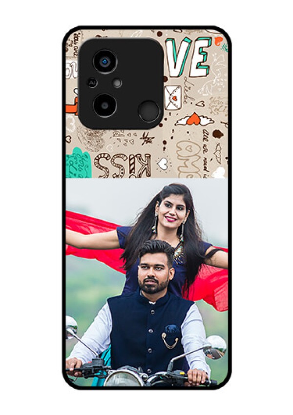 Xiaomi Redmi 12C Custom Glass Phone Case - Love Doodle Pattern