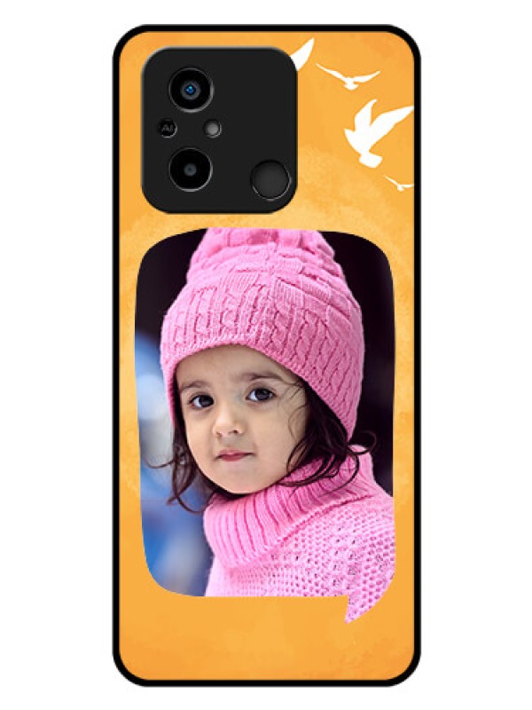 Custom Xiaomi Redmi 12C Personalized Glass Phone Case - Water Color Design with Bird Icons