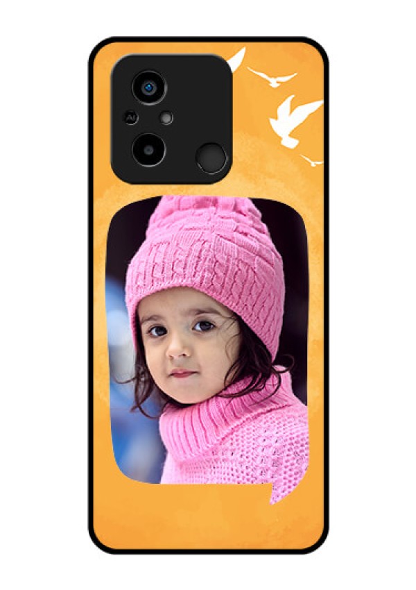 Xiaomi Redmi 12C Personalized Glass Phone Case - Water Color Design with Bird Icons