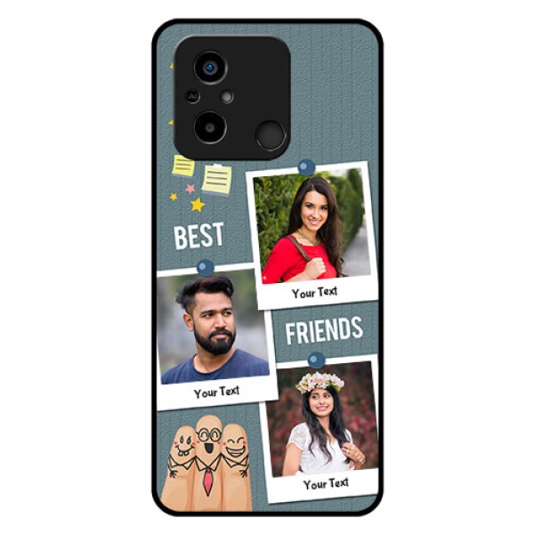 Xiaomi Redmi 12C Personalized Glass Phone Case - Sticky Frames and Friendship Design Xiaomi Redmi 12C Personalized Glass Phone Case - Sticky Frames and Friendship Design