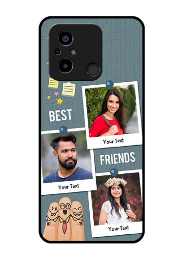 Xiaomi Redmi 12C Personalized Glass Phone Case - Sticky Frames and Friendship Design