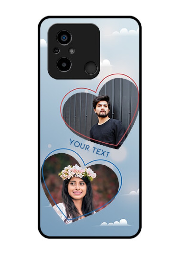 Xiaomi Redmi 12C Custom Glass Mobile Case - Blue Color Couple Design