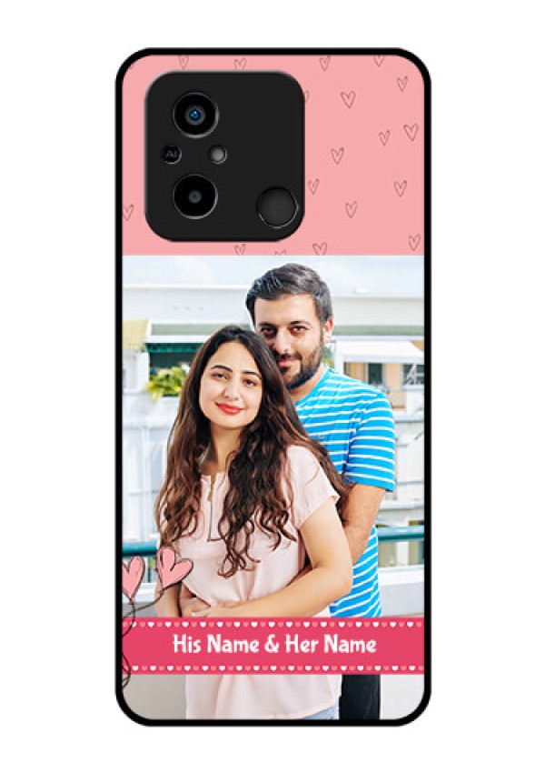 Xiaomi Redmi 12C Personalized Glass Phone Case - Love Design Peach Color