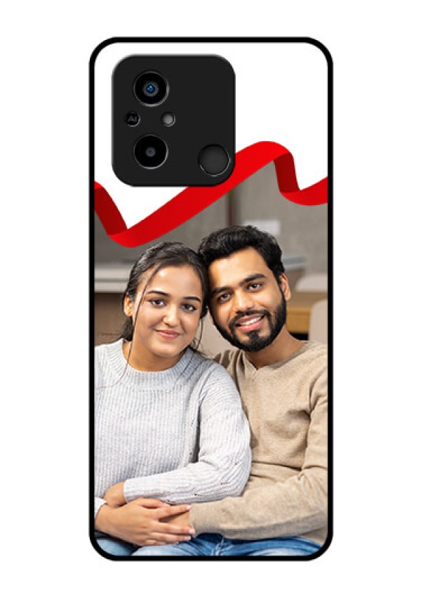 Xiaomi Redmi 12C Photo Printing on Glass Case - Red Ribbon Frame Design