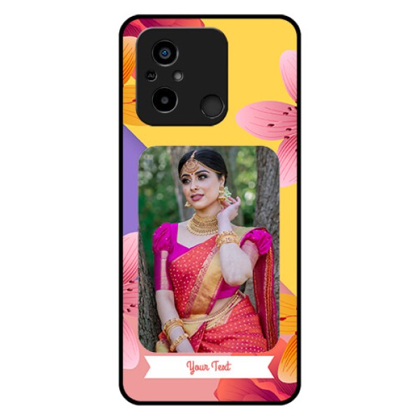 Xiaomi Redmi 12C Custom Glass Mobile Case - 3 Image With Vintage Floral Design Xiaomi Redmi 12C Custom Glass Mobile Case - 3 Image With Vintage Floral Design