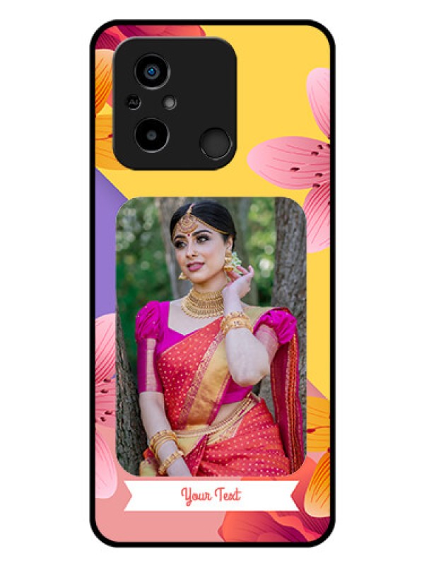 Custom Xiaomi Redmi 12C Custom Glass Mobile Case - 3 Image With Vintage Floral Design