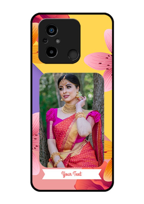 Xiaomi Redmi 12C Custom Glass Mobile Case - 3 Image With Vintage Floral Design