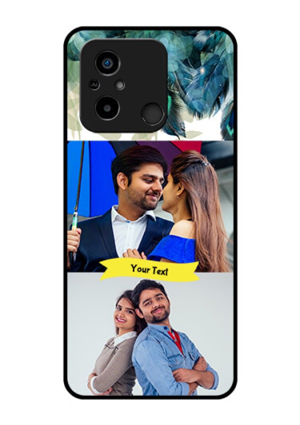 Xiaomi Redmi 12C Personalized Glass Phone Case - Image with Boho Peacock Feather Design