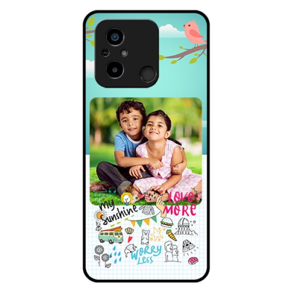 Xiaomi Redmi 12C Photo Printing on Glass Case - Doodle love Design