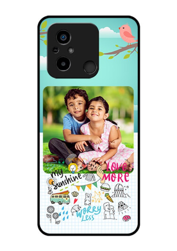 Xiaomi Redmi 12C Photo Printing on Glass Case - Doodle love Design