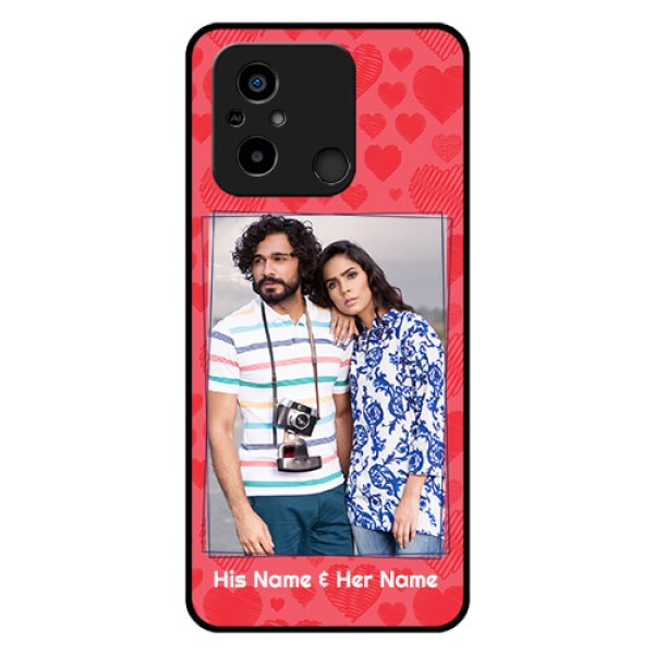 Xiaomi Redmi 12C Photo Printing on Glass Case - with Red Heart Symbols Design Xiaomi Redmi 12C Photo Printing on Glass Case - with Red Heart Symbols Design