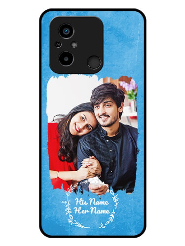 Custom Redmi12C Custom Glass Phone Case - Blue Color Vintage Design