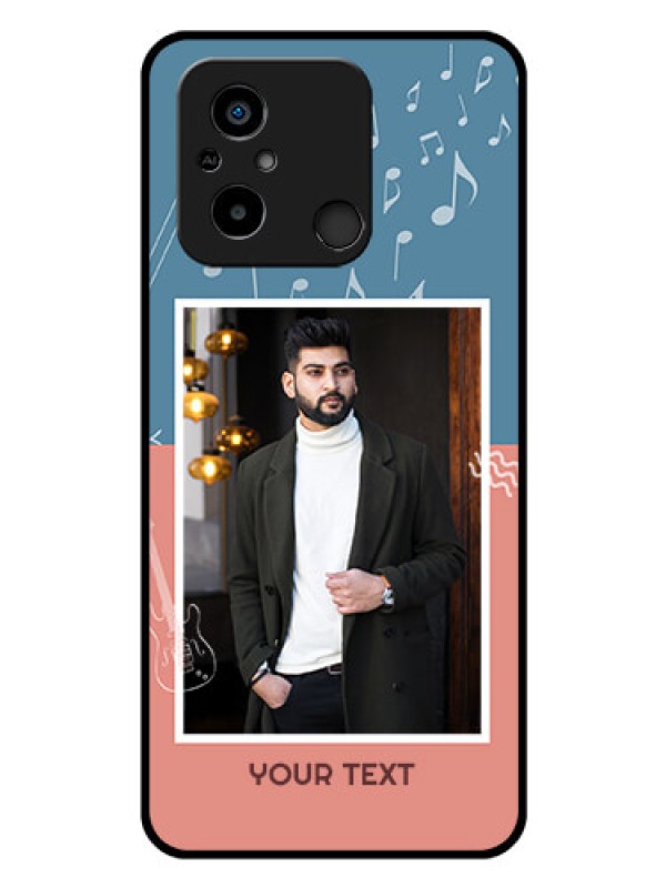 Custom Xiaomi Redmi 12C Photo Printing on Glass Case - with Color Musical Note Design