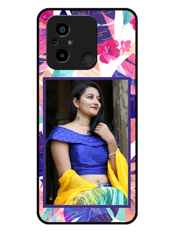 Custom Xiaomi Redmi 12C Custom Glass Mobile Case - Abstract Floral Design
