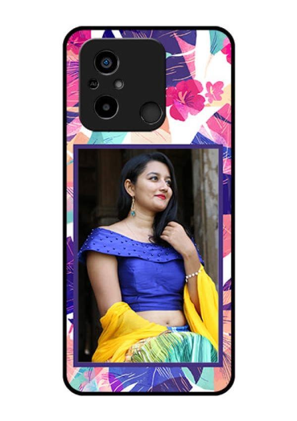 Xiaomi Redmi 12C Custom Glass Mobile Case - Abstract Floral Design