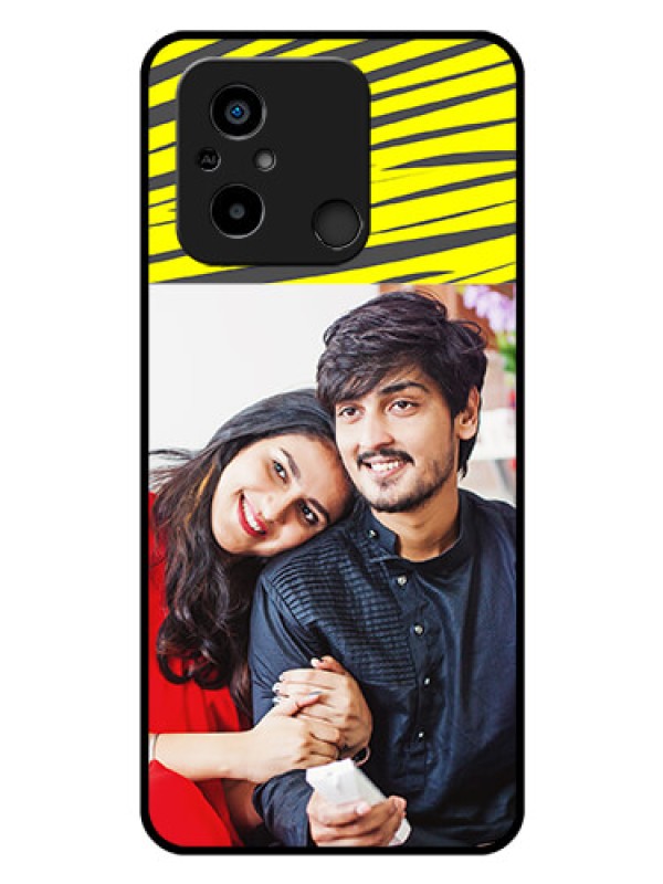 Custom Xiaomi Redmi 12C Photo Printing on Glass Case - Yellow Abstract Design