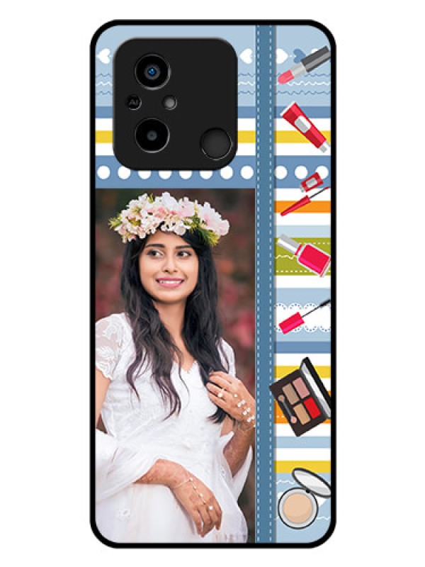 Custom Xiaomi Redmi 12C Personalized Glass Phone Case - Makeup Icons Design