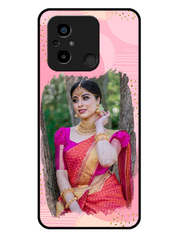 Custom Xiaomi Redmi 12C Personalized Glass Phone Case - Gold Glitter Splash Design