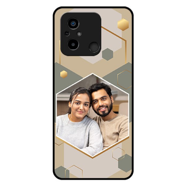 Xiaomi Redmi 12C Photo Printing on Glass Case - Stylish Hexagon Pattern Design