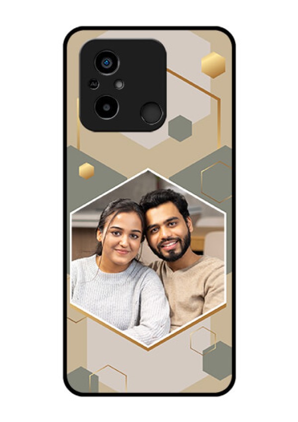 Xiaomi Redmi 12C Photo Printing on Glass Case - Stylish Hexagon Pattern Design