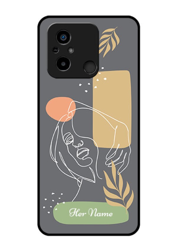 Xiaomi Redmi 12C Custom Glass Phone Case - Gazing Woman line art Design