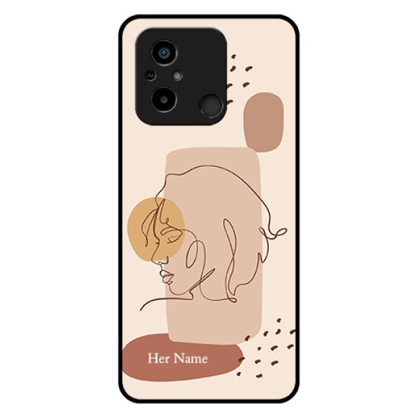 Xiaomi Redmi 12C Photo Printing on Glass Case - Calm Woman line art Design