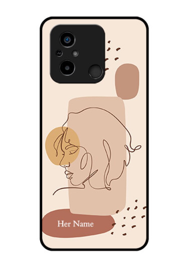 Xiaomi Redmi 12C Photo Printing on Glass Case - Calm Woman line art Design