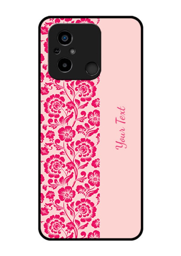 Xiaomi Redmi 12C Custom Glass Phone Case - Attractive Floral Pattern Design