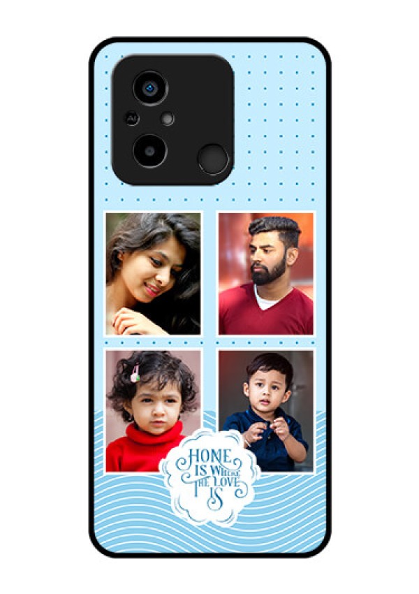 Xiaomi Redmi 12C Custom Glass Phone Case - Cute love quote with 4 pic upload Design