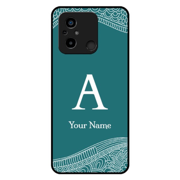 Xiaomi Redmi 12C Personalized Glass Phone Case - line art pattern with custom name Design Xiaomi Redmi 12C Personalized Glass Phone Case - line art pattern with custom name Design