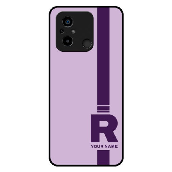 Xiaomi Redmi 12C Photo Printing on Glass Case - Simple dual tone stripe with name Design