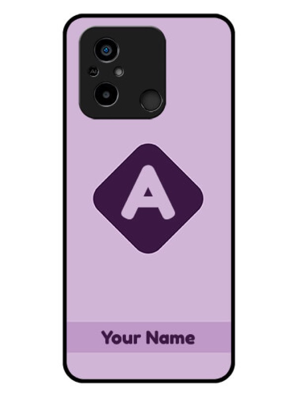 Custom Xiaomi Redmi 12C Custom Glass Mobile Case - Custom Letter in curved badge Design