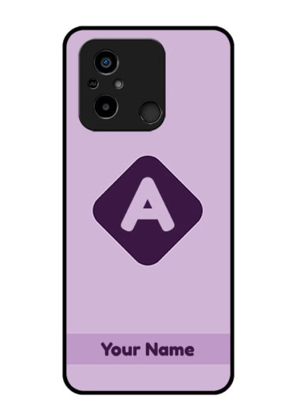Xiaomi Redmi 12C Custom Glass Mobile Case - Custom Letter in curved badge Design