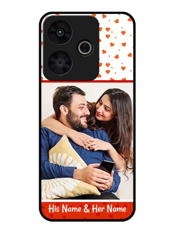 Custom Redmi 13 5G Custom Glass Phone CaseOrange Love Symbol Design