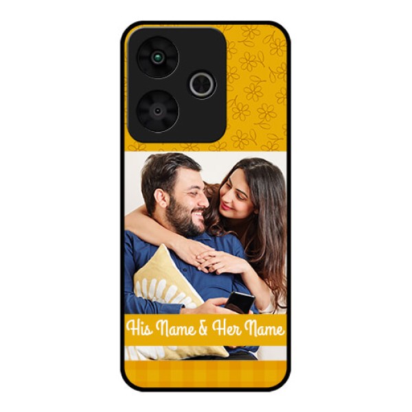 Redmi 13 5G Custom Glass Phone CaseYellow Floral Design