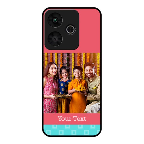 Redmi 13 5G Custom Glass Phone CasePeach and Blue Color Design Redmi 13 5G Custom Glass Phone CasePeach and Blue Color Design