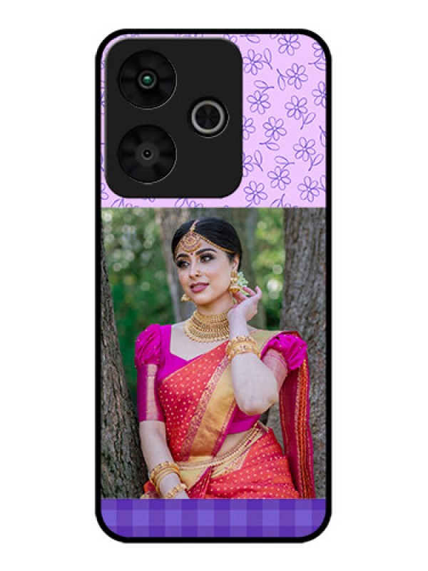 Custom Redmi 13 5G Custom Glass Phone CasePurple Floral Design