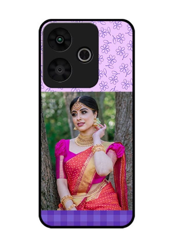 Redmi 13 5G Custom Glass Phone CasePurple Floral Design
