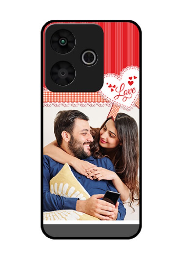 Redmi 13 5G Custom Glass Phone CaseRed Love Pattern Design
