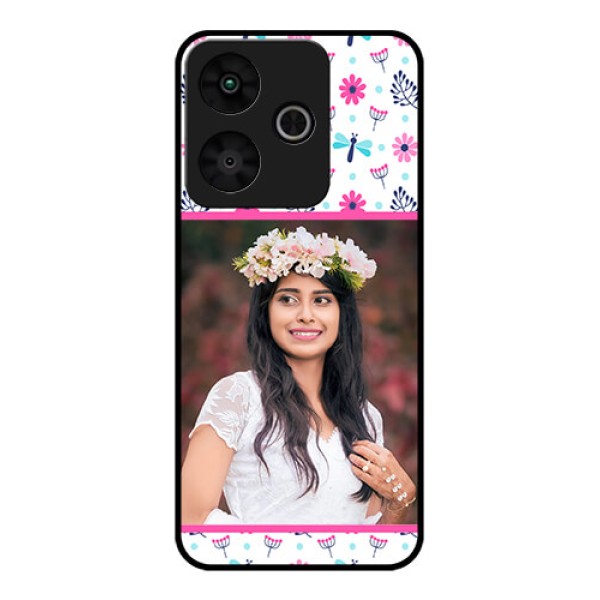 Redmi 13 5G Custom Glass Phone CaseColorful Flower Design Redmi 13 5G Custom Glass Phone CaseColorful Flower Design
