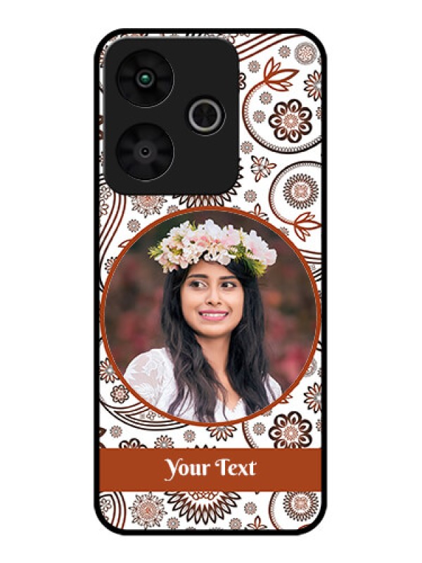 Custom Redmi 13 5G Custom Glass Phone CaseAbstract Flower Design