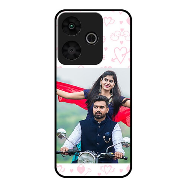 Redmi 13 5G Custom Glass Phone CasePink Flying Heart Design Redmi 13 5G Custom Glass Phone CasePink Flying Heart Design
