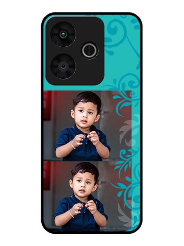 Custom Redmi 13 5G Custom Glass Phone CaseWith Photo And Green Floral Design