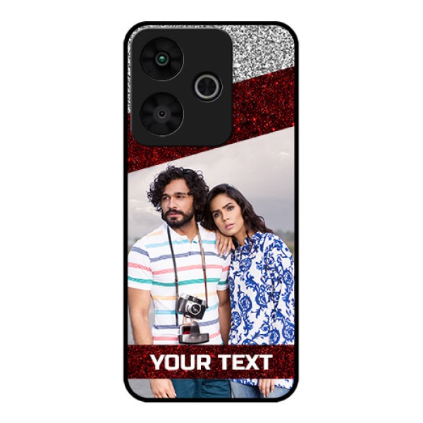 Redmi 13 5G Custom Glass Phone CaseImage Holder With Glitter Strip Design Redmi 13 5G Custom Glass Phone CaseImage Holder With Glitter Strip Design