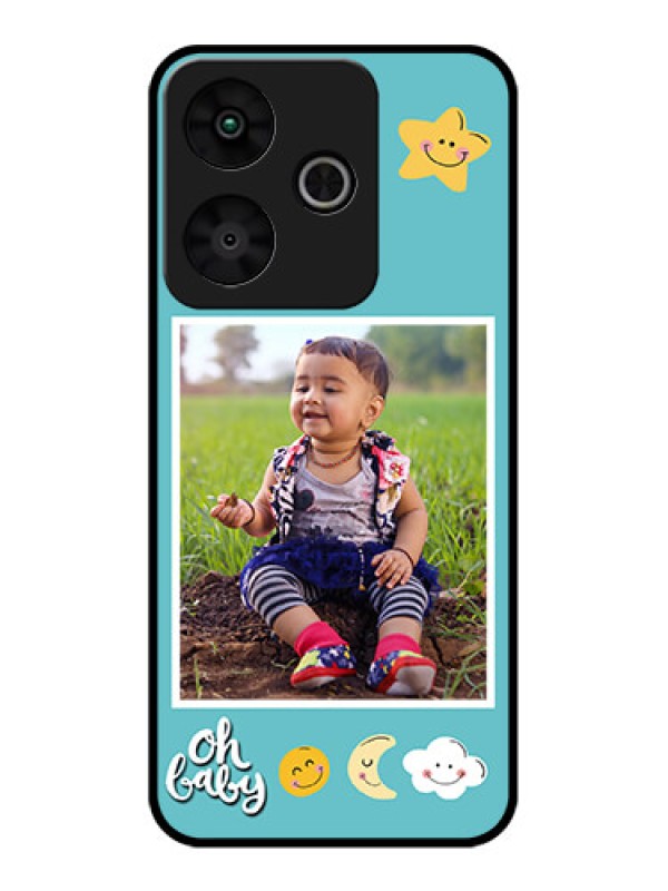 Custom Redmi 13 5G Custom Glass Phone CaseSmiley Kids Stars Design